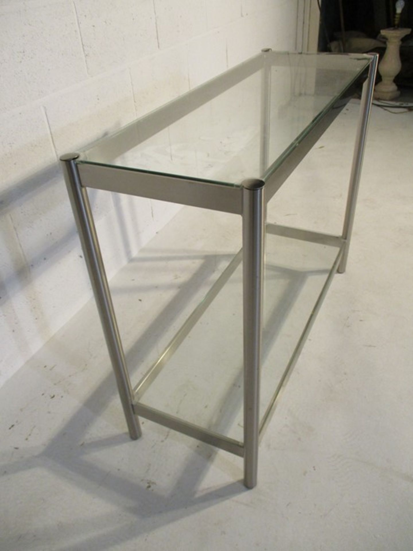 A modern chrome and glass buffet. approx. 93 cm width - Image 3 of 6