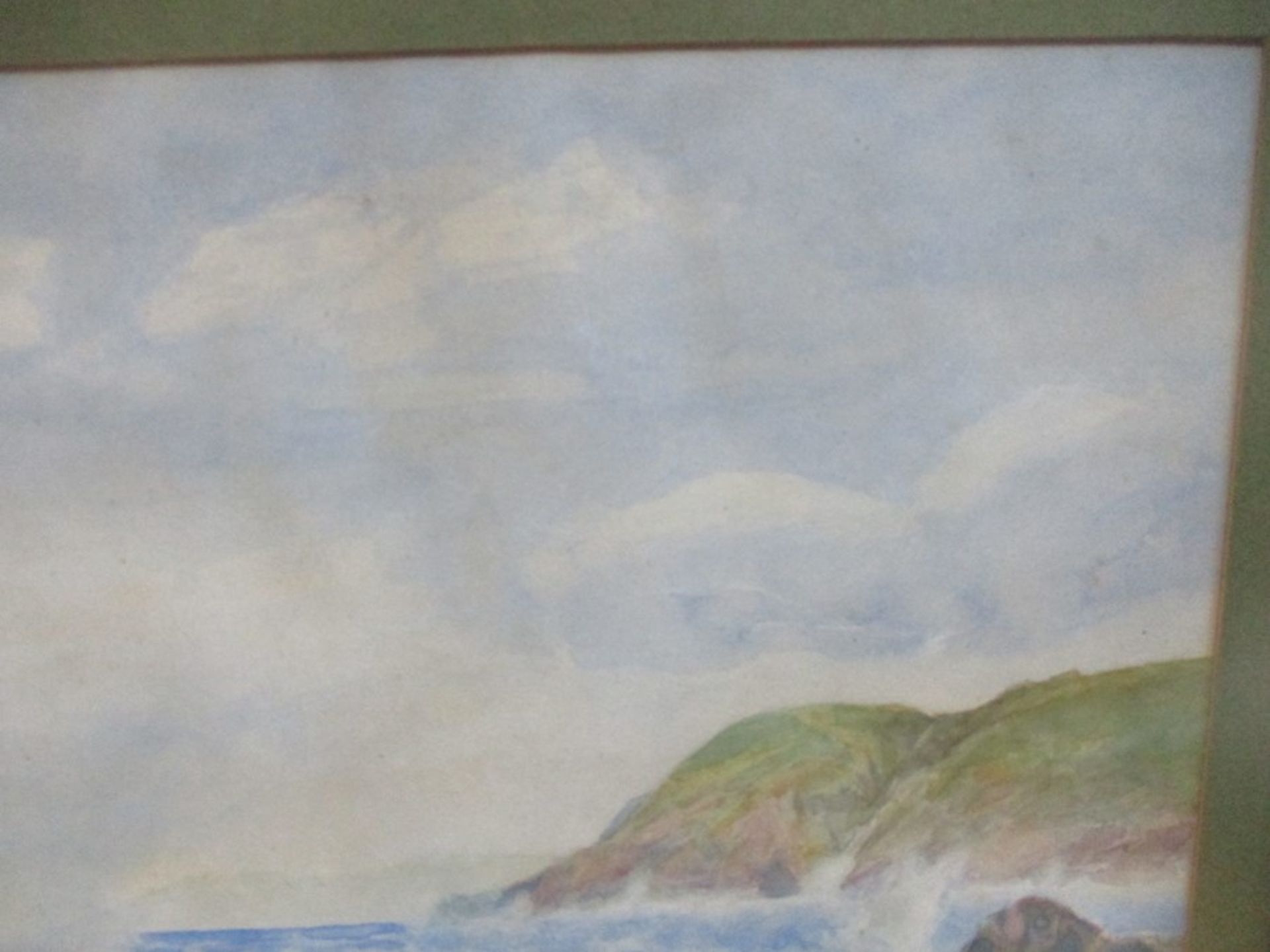 Two watercolour paintings, one of a lake scene and the other a seascape along with an acrylic work - Image 9 of 17