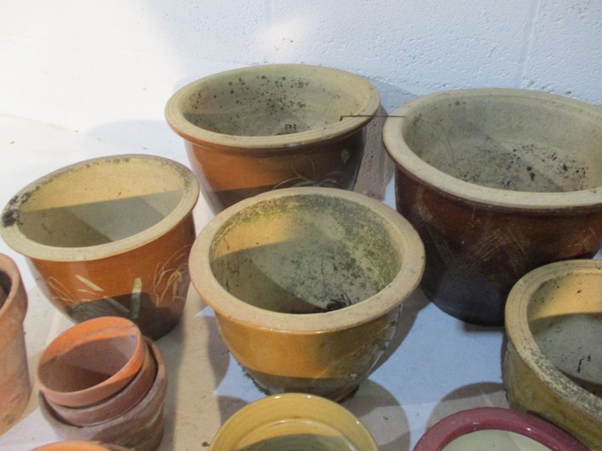 A collection of glazed and terracotta flower pots - Bild 7 aus 7