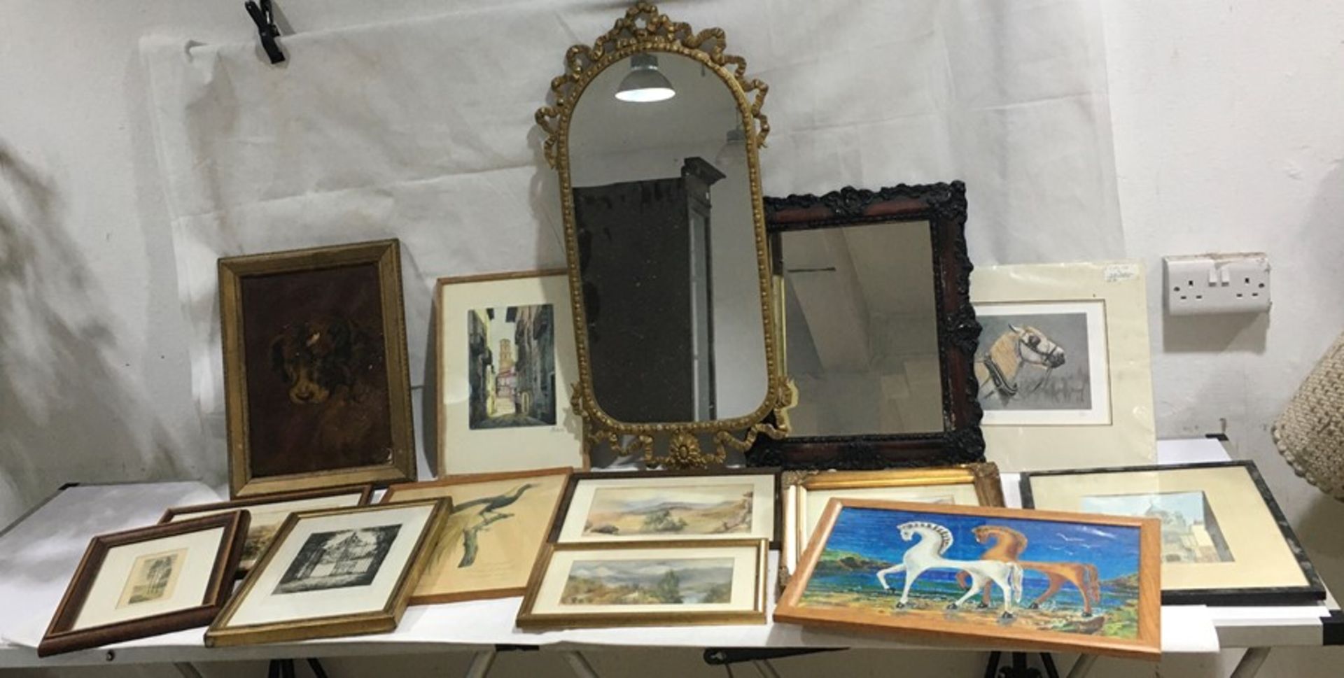 A collection of various prints, watercolours etc along with two ornate mirrors - Image 9 of 14