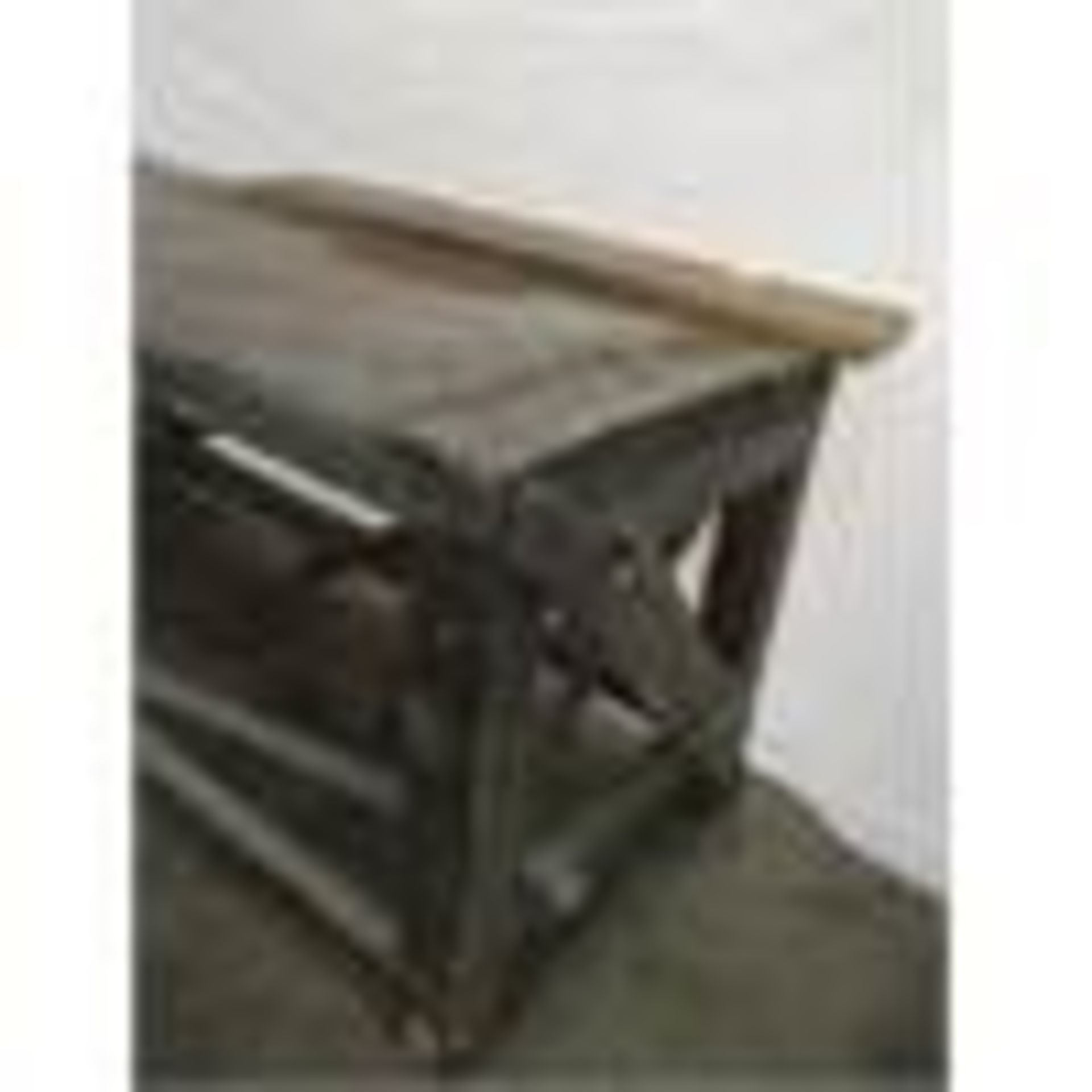 A large industrial workbench with metal covered top. Length 231cm Width 76cm Height 84cm. - Bild 14 aus 16