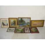A collection of various prints, oils, watercolours etc