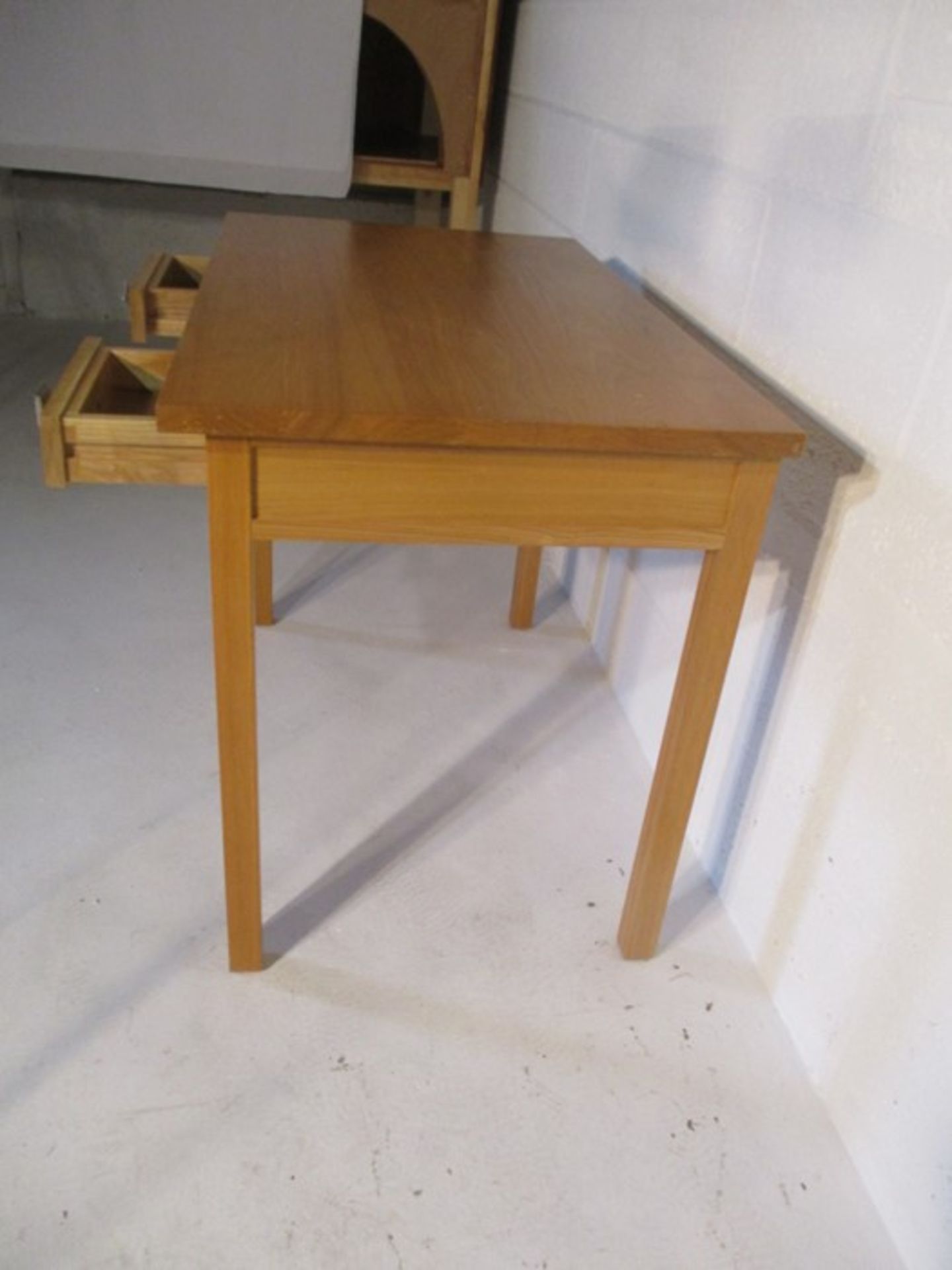 A modern light oak table with two small drawers - Bild 8 aus 8