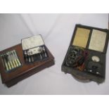 A Weston Electrical E665 Selective Analyzer along with a wooden box by Butler at Harrods and two