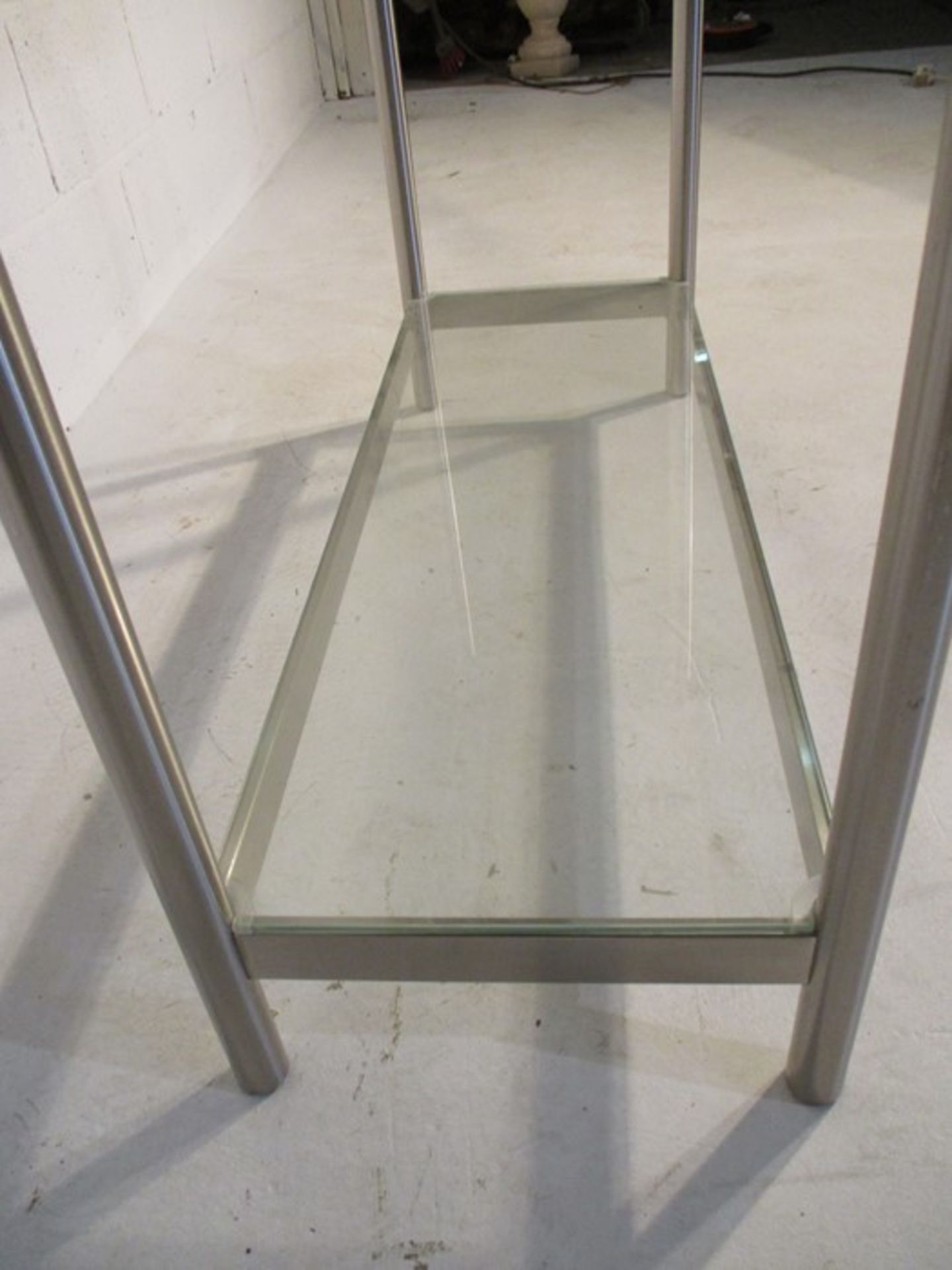 A modern chrome and glass buffet. approx. 93 cm width - Image 5 of 6