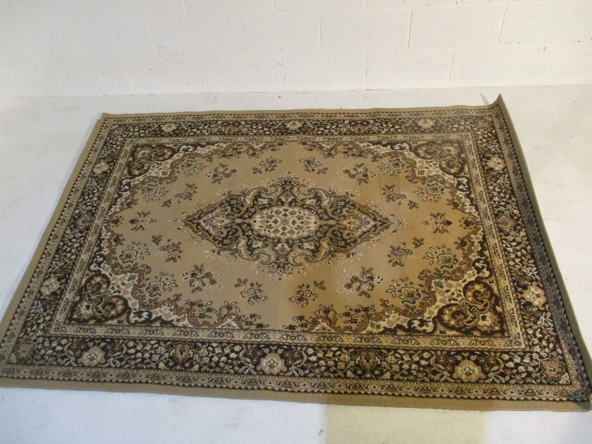 A brown patterned rug