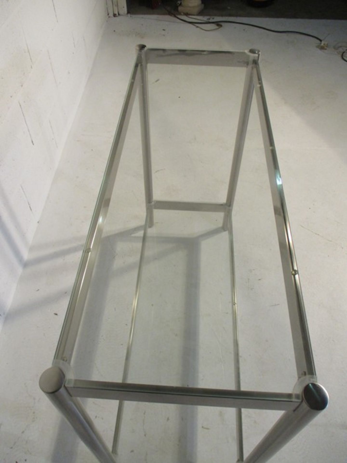 A modern chrome and glass buffet. approx. 93 cm width - Image 4 of 6