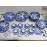 A collection of Spode Copeland Blue Italian including coffee cans and saucers, egg cups, various