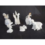 A collection of Royal Doulton and Lladro figurines including Royal Doulton "Dediction", "Dawn", "