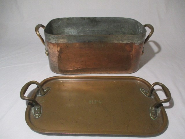 A large copper lidded saucepan (Stockholm), along with copper pan and bed warmer - Image 6 of 12