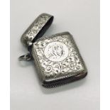 A hallmarked silver vesta case