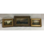 Three oil paintings in gilt frames, two signed J.A. Lawson 1892 the other A.J.T