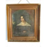 A Victorian oil on canvas portrait, 31cm x 26cm- indistinct printing to reverse