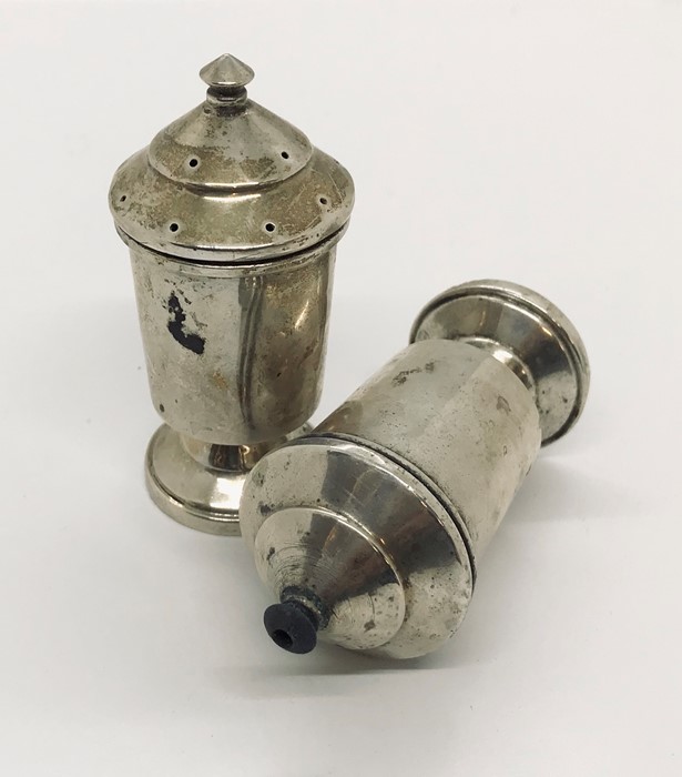 A hallmarked silver ring holder along with a pair of silver salt and pepper pots - Image 2 of 3