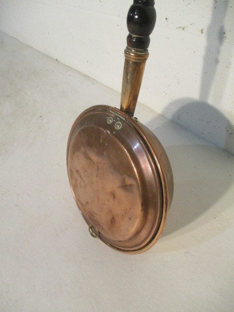 A large copper lidded saucepan (Stockholm), along with copper pan and bed warmer - Image 10 of 12