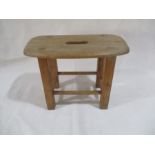 An elm stool - height 30cm