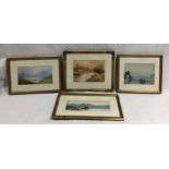 Four watercolour paintings of landscapes signed Frank Holme, S.Henshaw, J Archer etc.