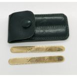 A pair of 9ct gold Asprey collar stiffeners (engraved) total weight 4g