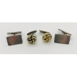 A pair of George Jensen silver cufflinks along with another pair of 835 silver cufflinks