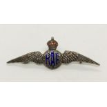 A Sterling silver RAF sweetheart brooch with enamelled decoration