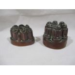 Two Victorian copper jelly moulds of lobed form