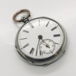 A hallmarked silver fob watch with subsidiary second hand (A/F)