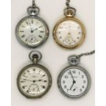 A Kays universal lever hallmarked silver pocket watch along with three Ingersoll pocket watches