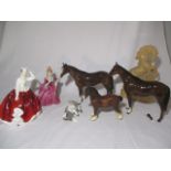 A collection of figurines including Royal Doulton, Lladro, Beswick (A/F) etc.