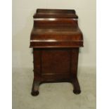A Victorian burr walnut piano top Davenport desk, rectangular top with pop-up mechanism enclosing