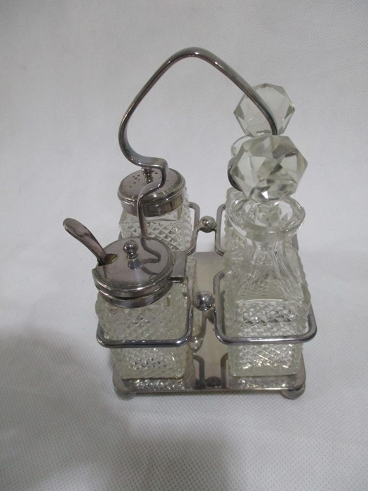 A collection of various silver plated items including spirit kettle on stand, napkin rings, - Image 9 of 17
