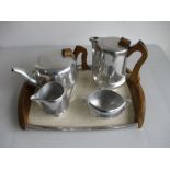 A selection of Picquot Ware including tray, tea pot, coffee pot etc