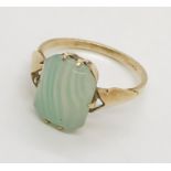 A 9ct gold jade-style ring