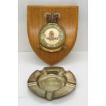 A hallmarked silver ashtray with engraving for "Maintenance Command, Royal Air Force" along with a
