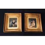 A pair of finely painted 19th century watercolours in gilt frames. The first depicting a gentleman