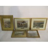 A collection of watercolours depicting Devon landscapes including "Near Princetown towards