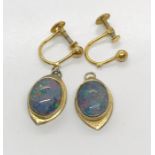 A pair of opal earrings set in silver (A/F)