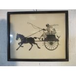 An Edwardian silhouette depicting a horse and carriage, 26.5 cm x 32.5 cm