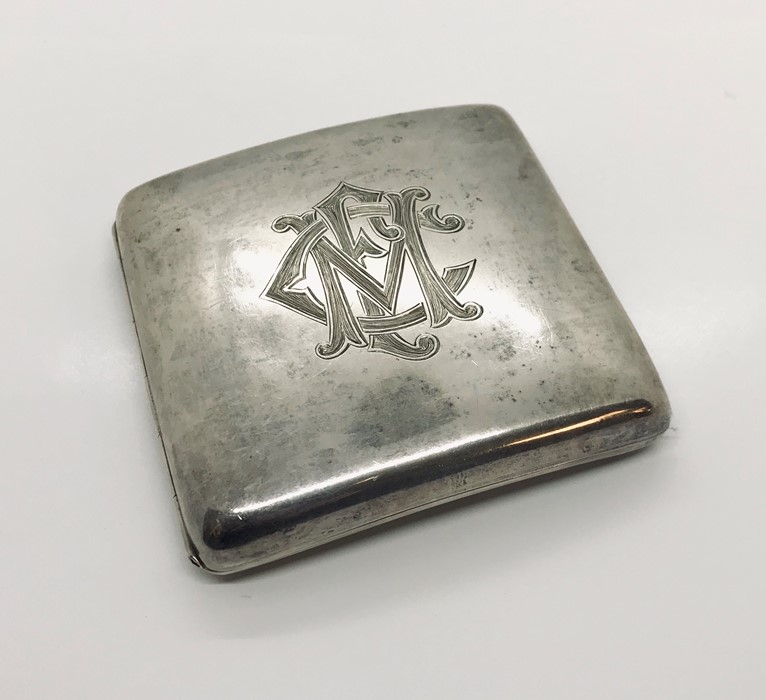 A hallmarked silver cigarette case, weight 112g