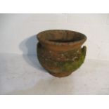 A terracotta garden pot with two handles - height 40cm, diameter 47cm