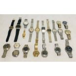 A collection of various watches including Timex, Rotary, Seiko, Sekonda etc