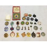A collection of mainly ballroom dancing and swimming medallions and badges - two hallmarked silver