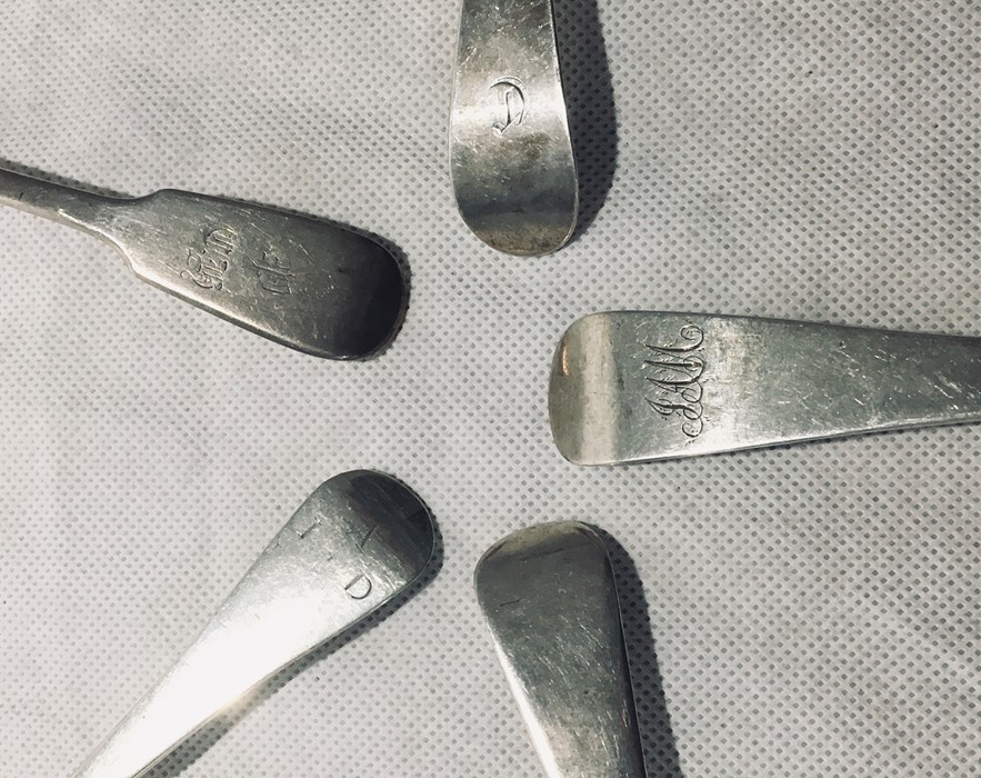 A collection of four hallmarked silver serving spoons and one dessert spoon - Image 2 of 3