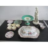 A collection of Victorian china (A/F) including Parian figure and Spode,