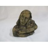 A stone bust of a mother and child - height 32cm