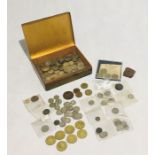 A collection of silver and other coinage