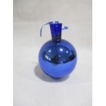 A blue glass Witches ball - height approx.16cm