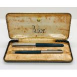 A cased Parker pen set including a fountain pen and pencil
