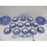 A collection of Spode Copeland Blue Italian including a coffee pot, eleven cups and saucers, four