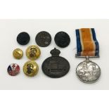 A WW1 medal awarded to F3489, AJ Allen, AM1 RNAS, along with a RNAS (Royal Navy Armoured Car