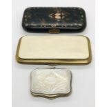 A Victorian tortoiseshell cigar case inlaid with rose gold (damage to reverse) along with a